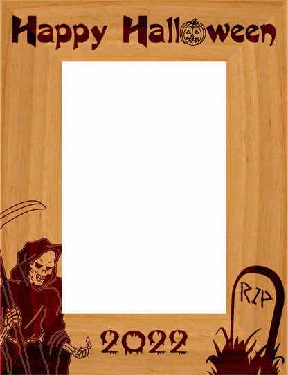 Halloween "Grim Reaper" Picture Frame - Personalized | Laser Engraved Wood Frame - 3 Sizes Decade Awards