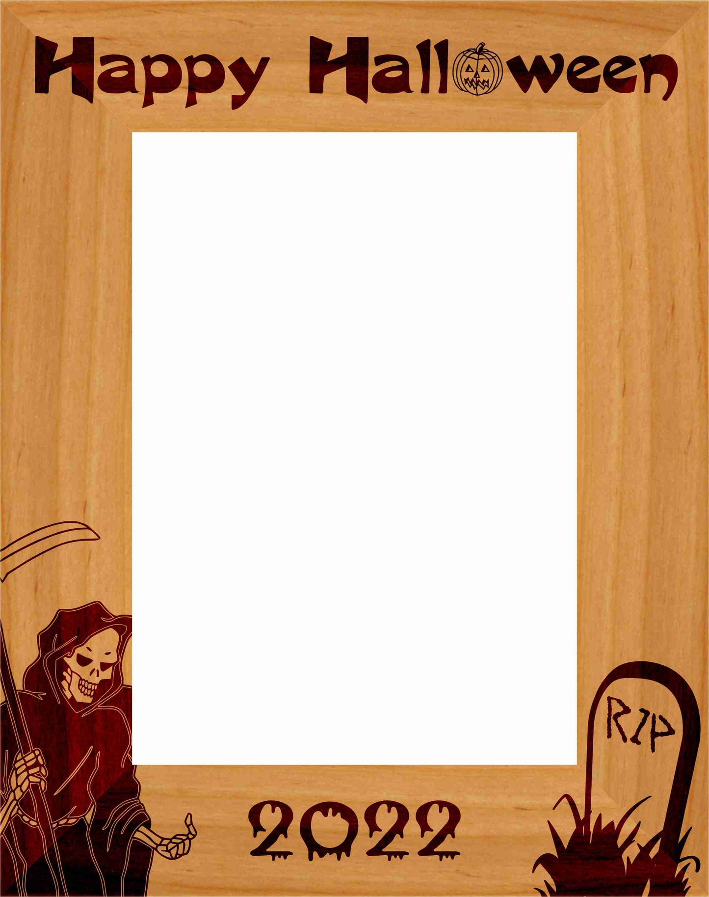 Halloween "Grim Reaper" Picture Frame - Personalized | Laser Engraved Wood Frame - 3 Sizes Decade Awards