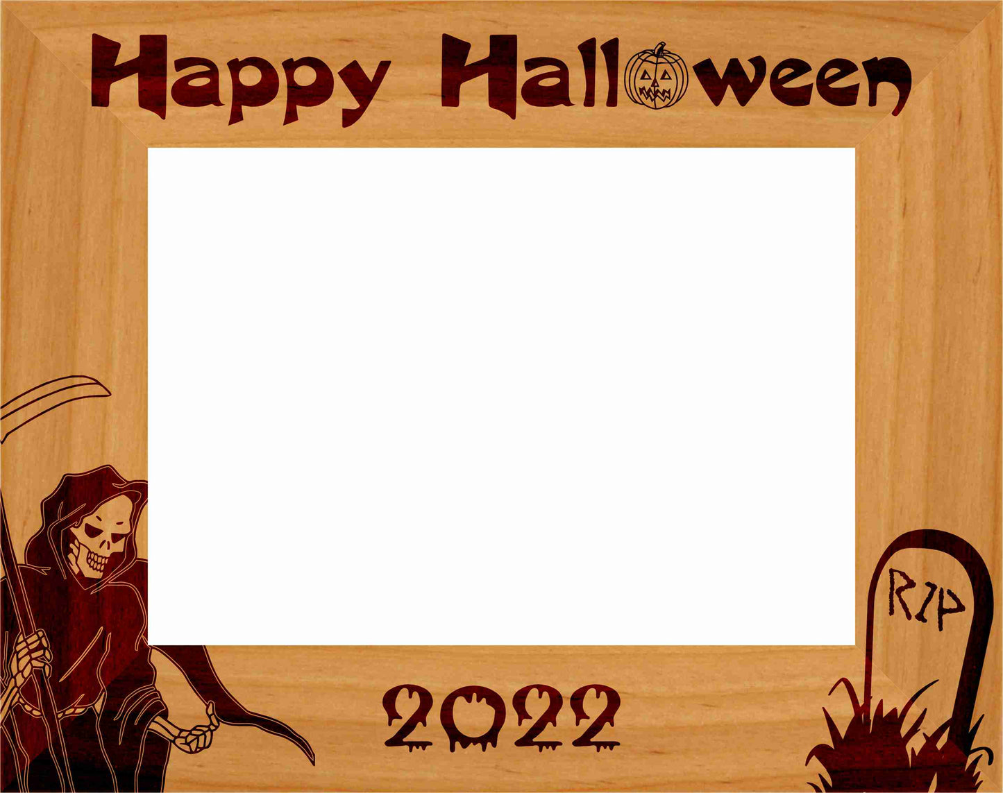 Halloween "Grim Reaper" Picture Frame - Personalized | Laser Engraved Wood Frame - 3 Sizes Decade Awards