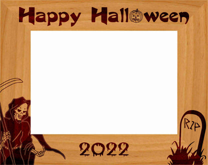 Halloween "Grim Reaper" Picture Frame - Personalized | Laser Engraved Wood Frame - 3 Sizes Decade Awards