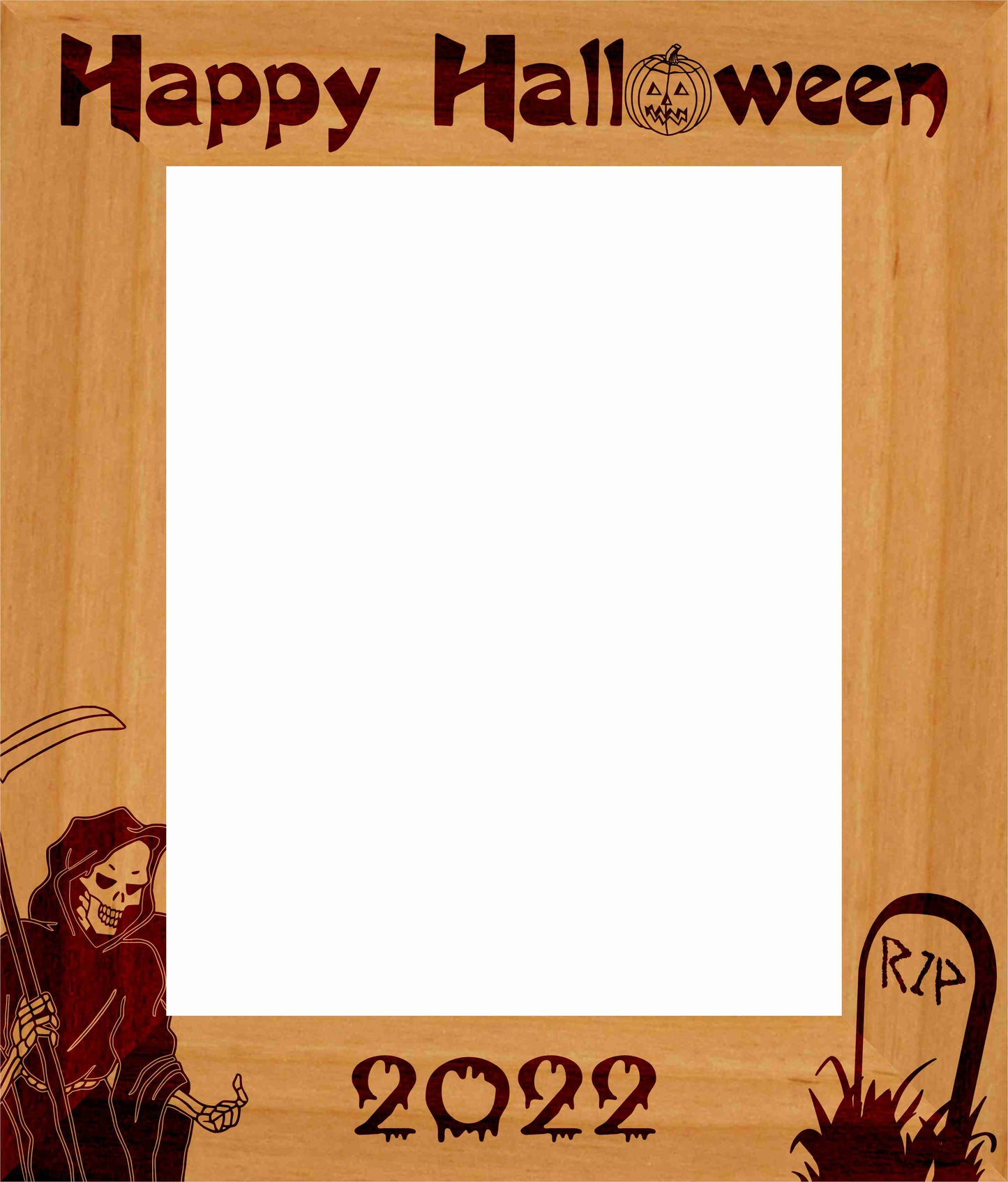 Halloween "Grim Reaper" Picture Frame - Personalized | Laser Engraved Wood Frame - 3 Sizes Decade Awards