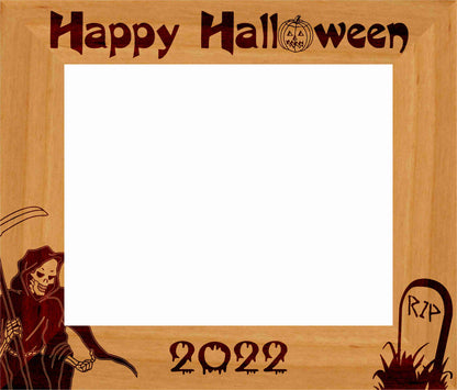 Halloween "Grim Reaper" Picture Frame - Personalized | Laser Engraved Wood Frame - 3 Sizes Decade Awards