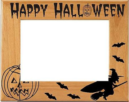 Halloween "Witch" Picture Frame | Laser Engraved Spooky Wood Frame - 3 Sizes Decade Awards