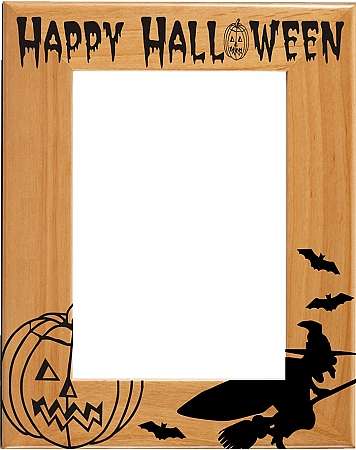 Halloween "Witch" Picture Frame | Laser Engraved Spooky Wood Frame - 3 Sizes Decade Awards