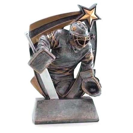 Hockey Goalie Trophy, 3D Star Resin| Engraved Hockey Award - 6 Inch Tall Decade Awards