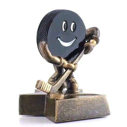 Hockey Lil' Buddy Trophy | Engraved Smiling Hockey Award - 4 Inch Tall Decade Awards