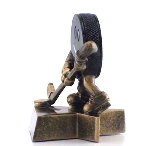 Hockey Lil' Buddy Trophy | Engraved Smiling Hockey Award - 4 Inch Tall Decade Awards