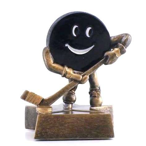 Hockey Lil' Buddy Trophy | Engraved Smiling Hockey Award - 4 Inch Tall Decade Awards