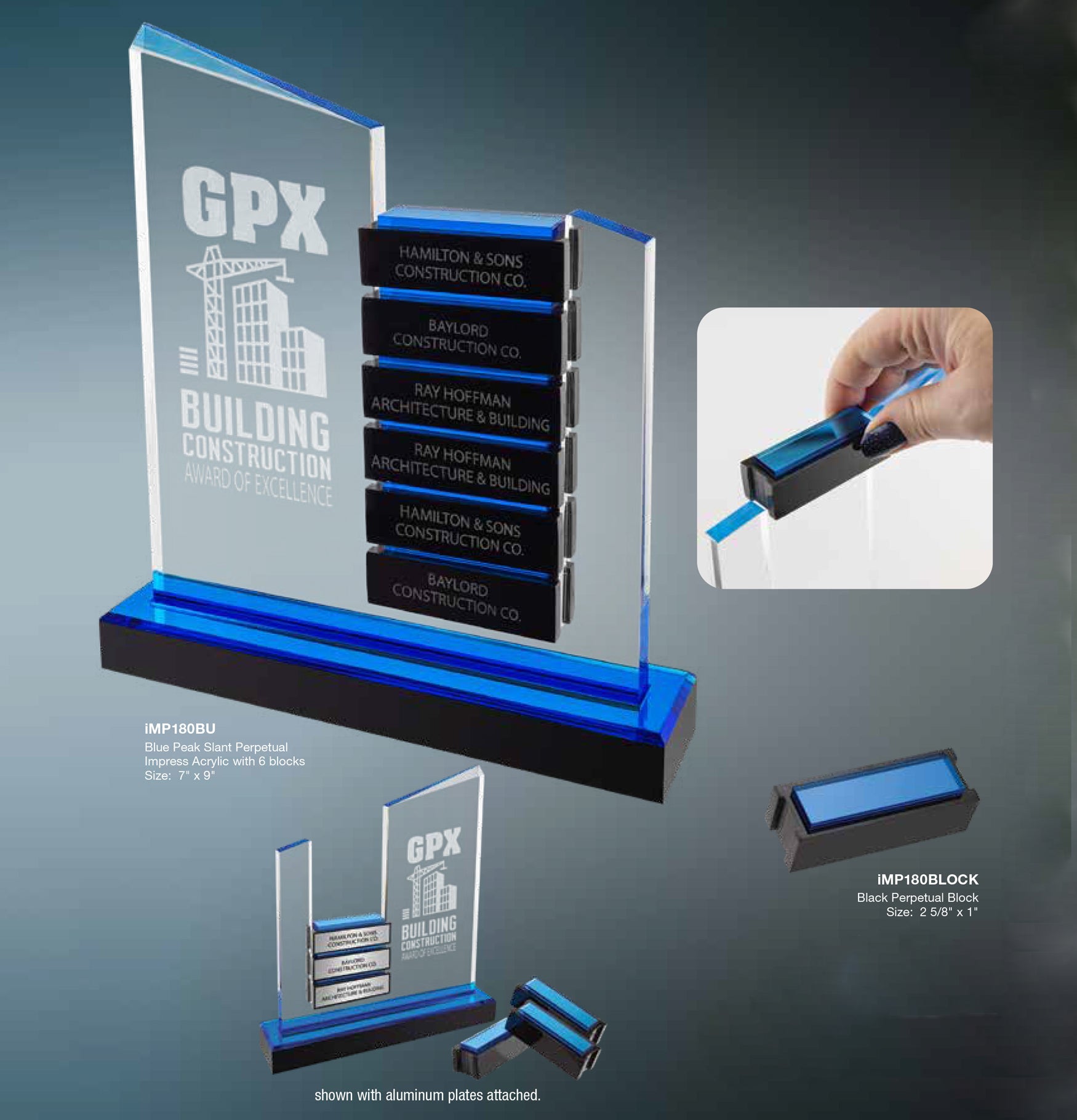 Peak Slant Perpetual Impress Acrylic Award – Sales & Goals Recognition | Free Engraving & Logo Personalization Decade Awards