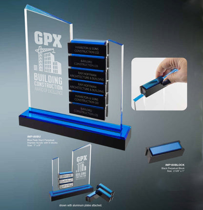 Peak Slant Perpetual Impress Acrylic Award – Sales & Goals Recognition | Free Engraving & Logo Personalization Decade Awards