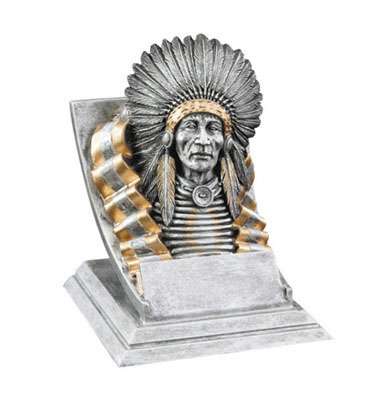 Indian Chief Spirit Mascot Trophy | Engraved Indian Chief Award - 4 Inch Tall Decade Awards