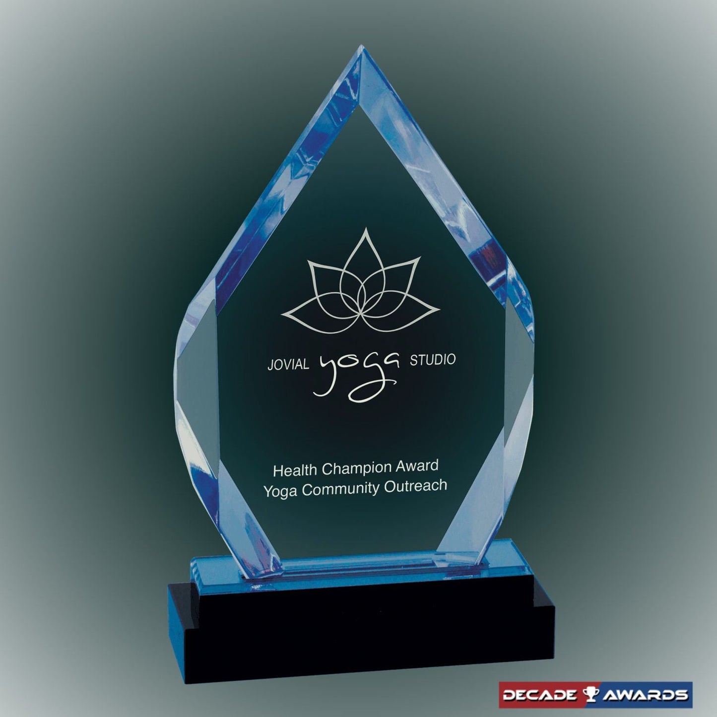 Diamond Impress Acrylic Award - Blue, Gold or Silver | Engraved Corporate Award - 8 Inch Tall Decade Awards