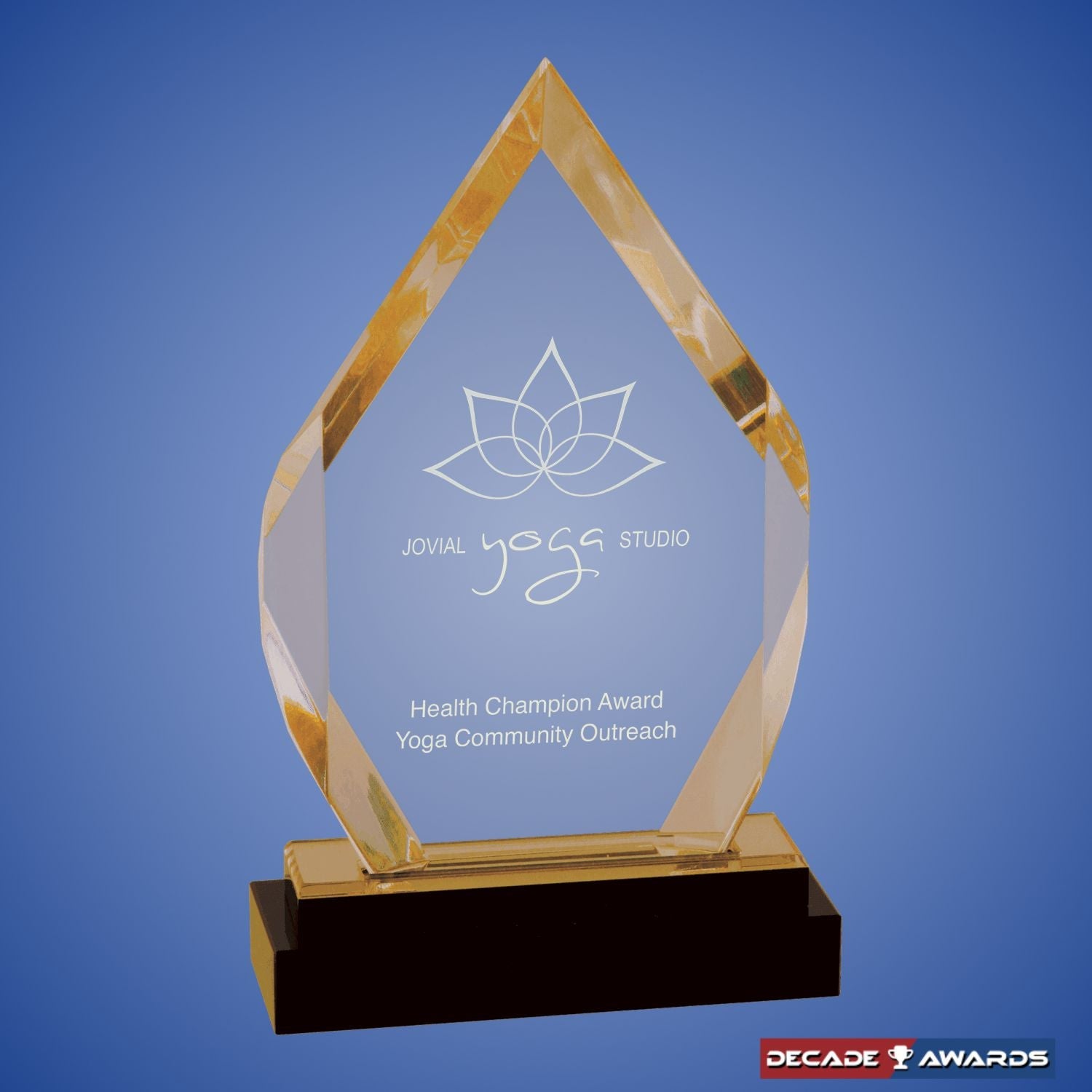 Diamond Impress Acrylic Award - Blue, Gold or Silver | Engraved Corporate Award - 8 Inch Tall Decade Awards