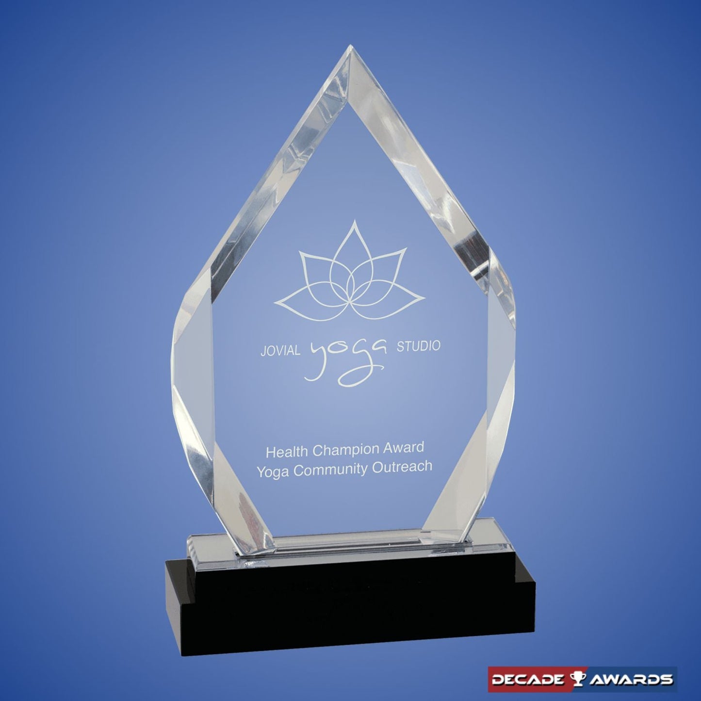 Diamond Impress Acrylic Award - Blue, Gold or Silver | Engraved Corporate Award - 8 Inch Tall Decade Awards