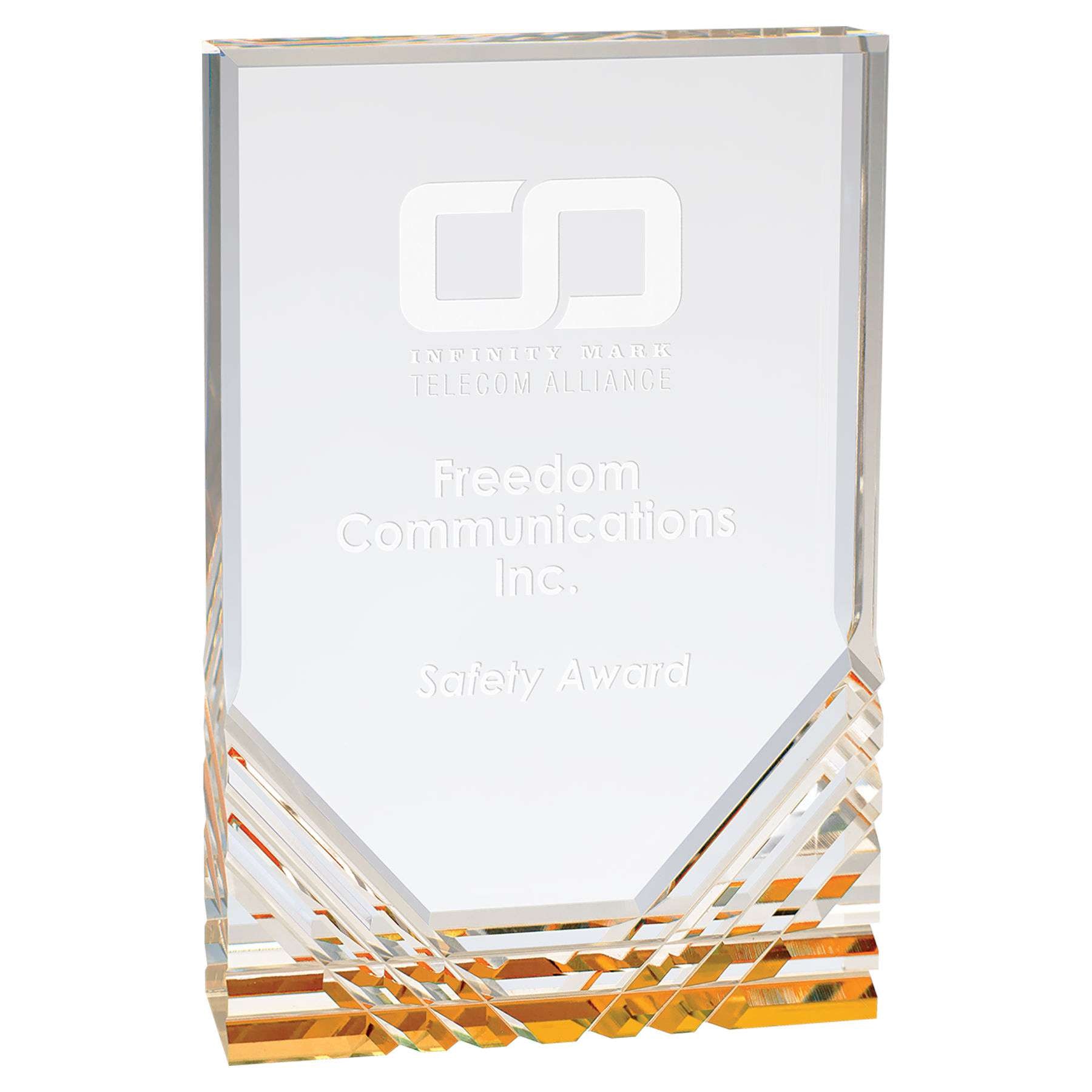 Jewel Mirage Acrylic Trophy - Blue or Gold | Engraved Acrylic Award - 6", 7" or 8" Tall Decade Awards