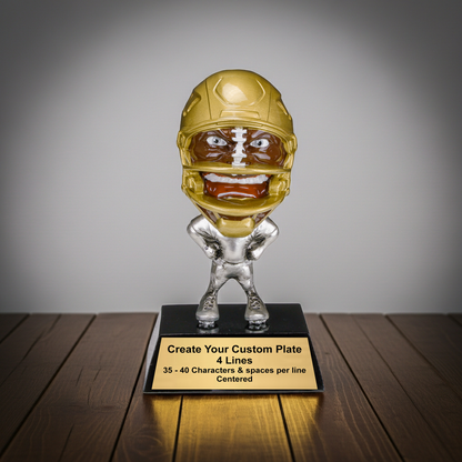 Personalized Football Trophy | Game Face Football Award | 6.25 Inch