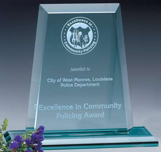 Kingston Spire Crystal Corporate Award | Engraved Corporate Award - 6" or 8" Wide Decade Awards
