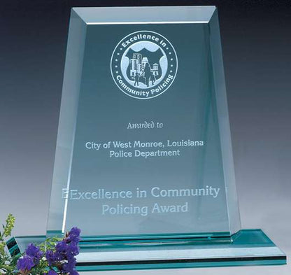 Kingston Spire Crystal Corporate Award | Engraved Corporate Award - 6" or 8" Wide Decade Awards