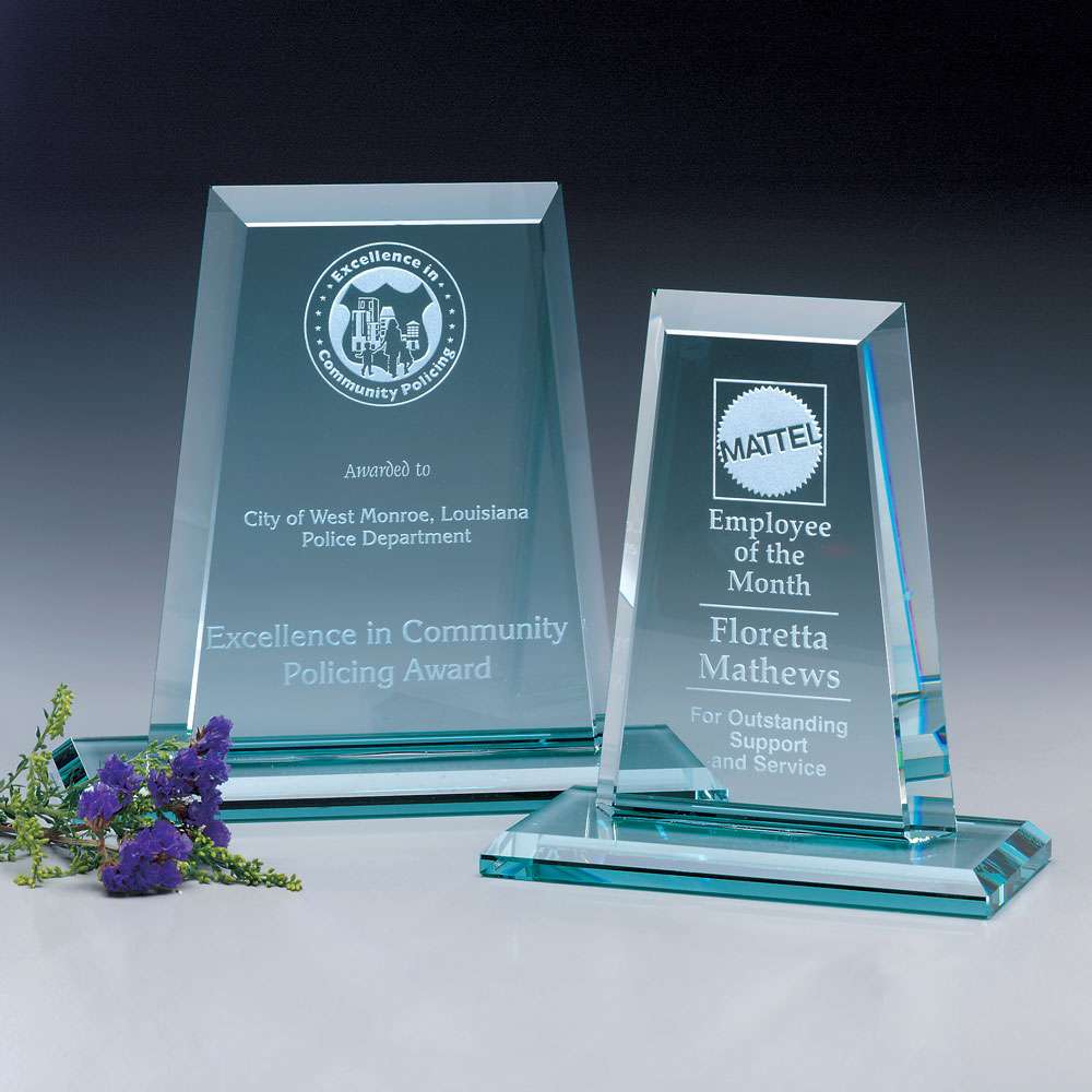 Kingston Spire Crystal Corporate Award | Engraved Corporate Award - 6" or 8" Wide Decade Awards