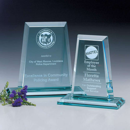 Kingston Spire Crystal Corporate Award | Engraved Corporate Award - 6" or 8" Wide Decade Awards