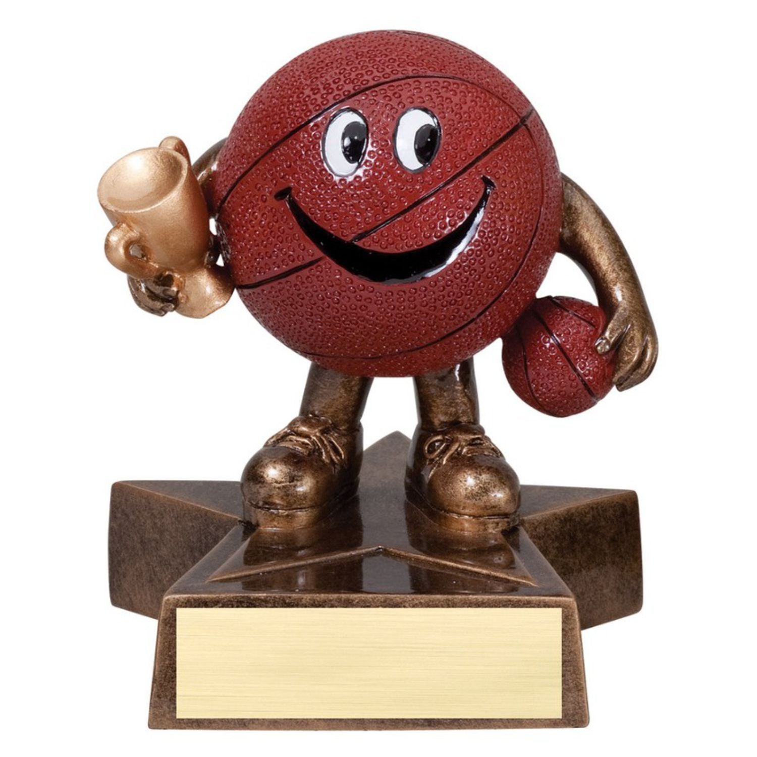 Basketball Lil' Buddy Trophy | Engraved Smiling Basketball Award - 4 Inch Tall Decade Awards