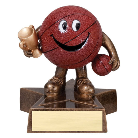 Basketball Lil' Buddy Trophy | Engraved Smiling Basketball Award - 4 Inch Tall Decade Awards