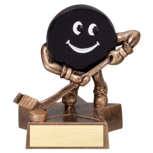 Hockey Lil' Buddy Trophy | Engraved Smiling Hockey Award - 4 Inch Tall Decade Awards