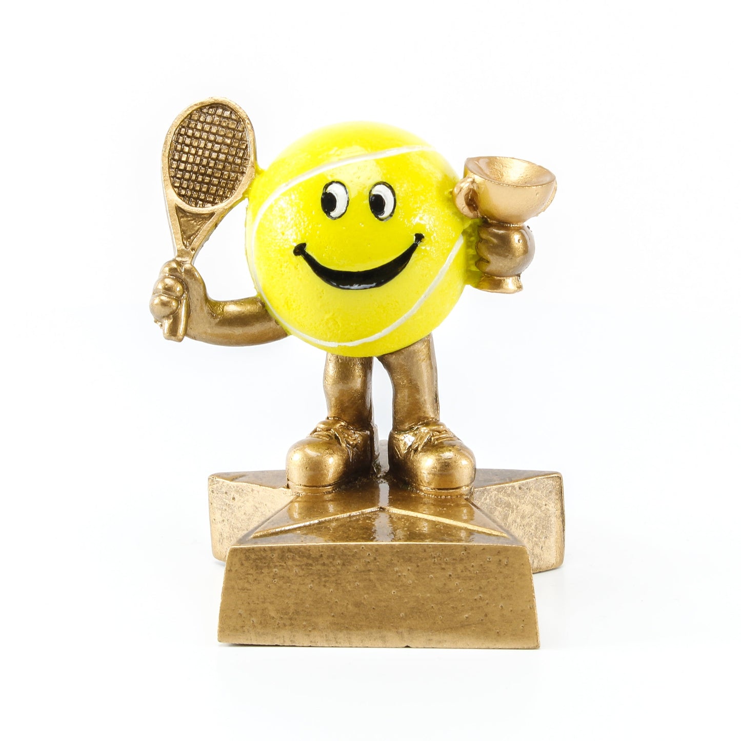 Tennis Lil' Buddy Trophy | Engraved Smiling Tennis Ball Award - 4 Inch Tall Decade Awards