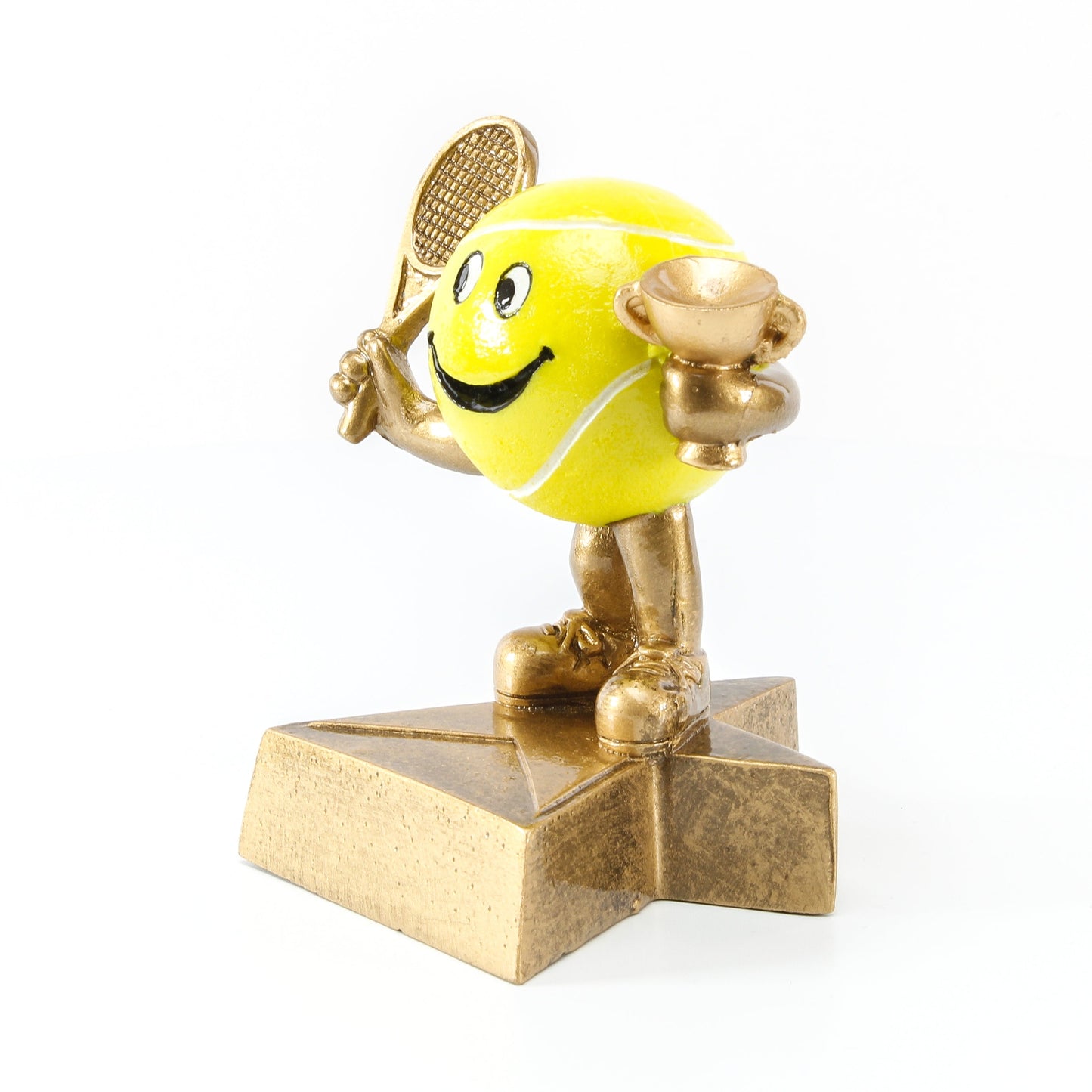 Tennis Lil' Buddy Trophy | Engraved Smiling Tennis Ball Award - 4 Inch Tall Decade Awards