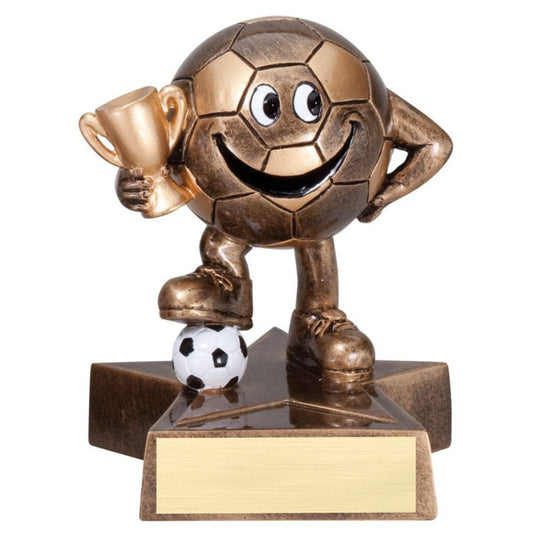 Soccer Lil' Buddy Trophy | Engraved Smiling Fútbol Award - 4 Inch Tall Decade Awards