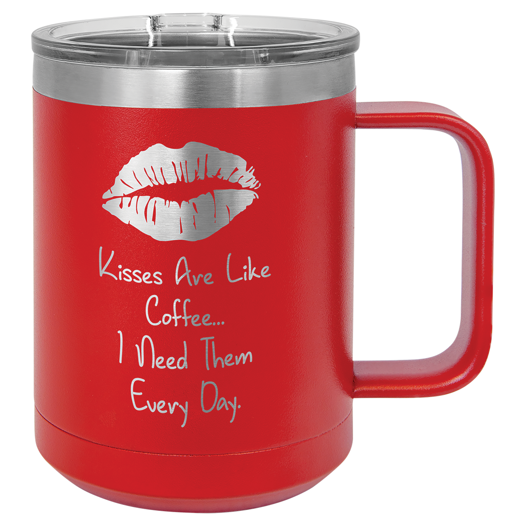 Red 15 oz Vacuum Insulated Mug with Slider Lid - Personalized