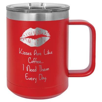 Red 15 oz Vacuum Insulated Mug with Slider Lid - Personalized