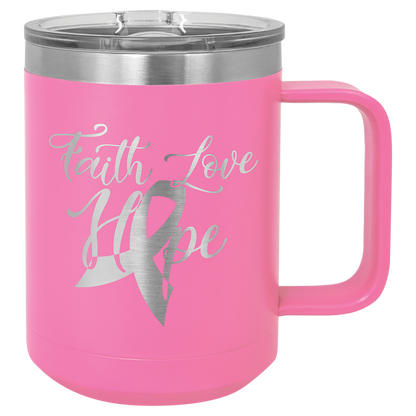 Pink 15 oz Vacuum Insulated Mug with Slider Lid - Personalized