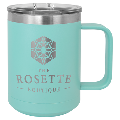 Teal Blue 15 oz Vacuum Insulated Mug with Slider Lid - Personalized