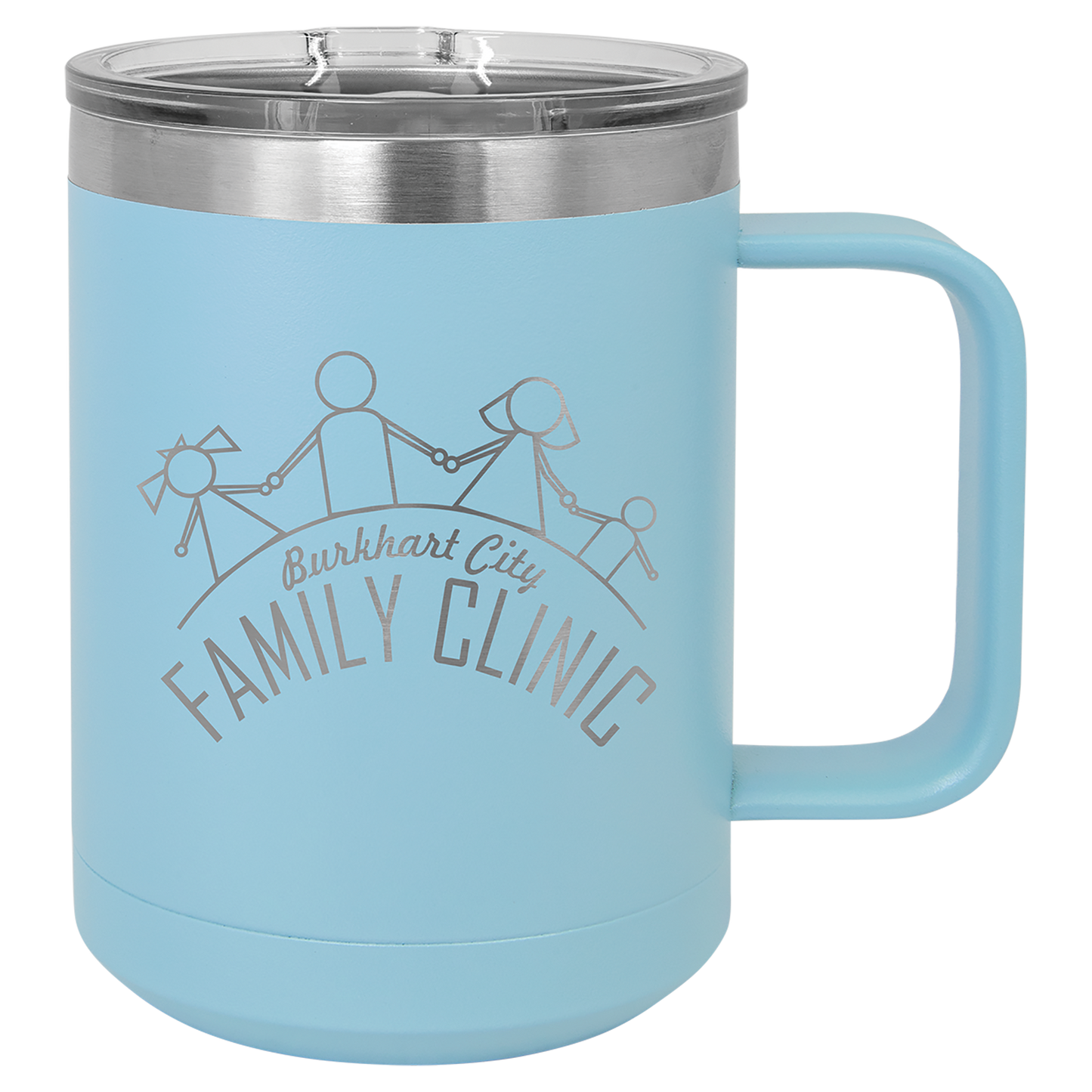 Light Blue 15 oz Vacuum Insulated Mug with Slider Lid - Personalized
