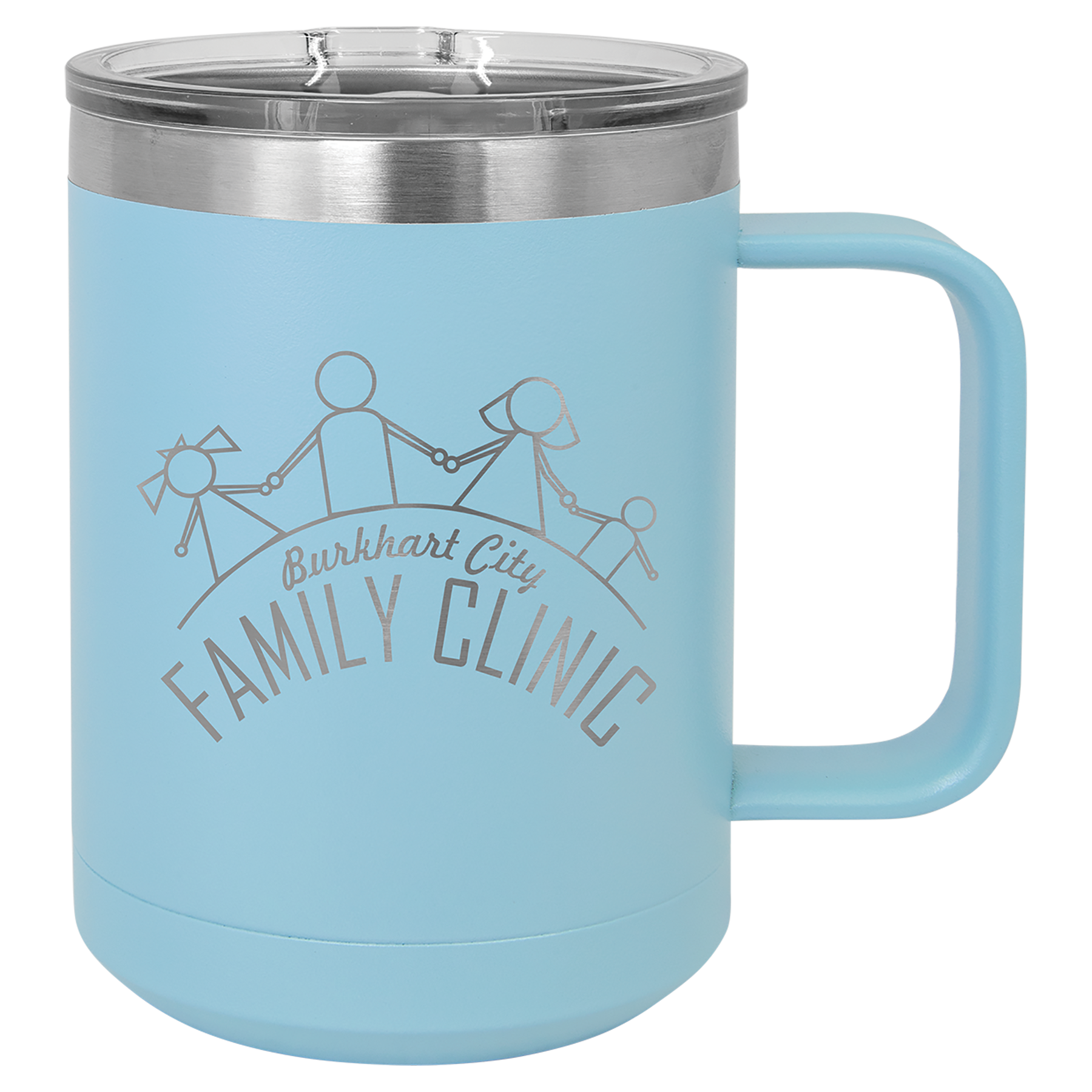 Light Blue 15 oz Vacuum Insulated Mug with Slider Lid - Personalized
