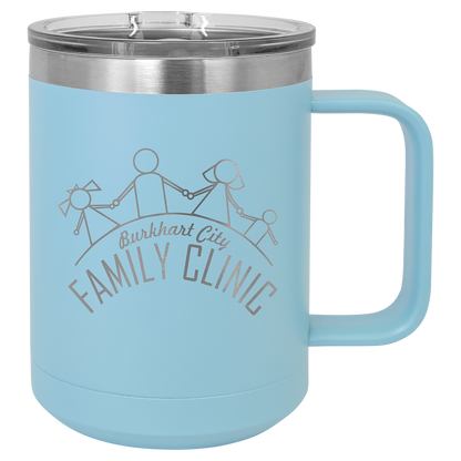 Light Blue 15 oz Vacuum Insulated Mug with Slider Lid - Personalized