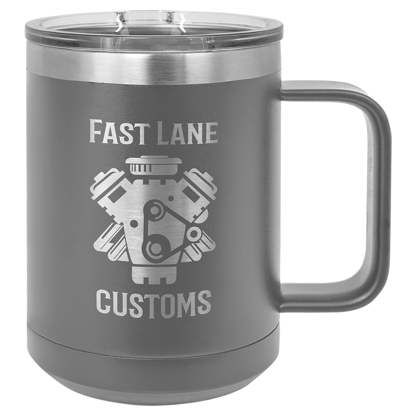 Dark Gray 15 oz Vacuum Insulated Mug with Slider Lid - Personalized