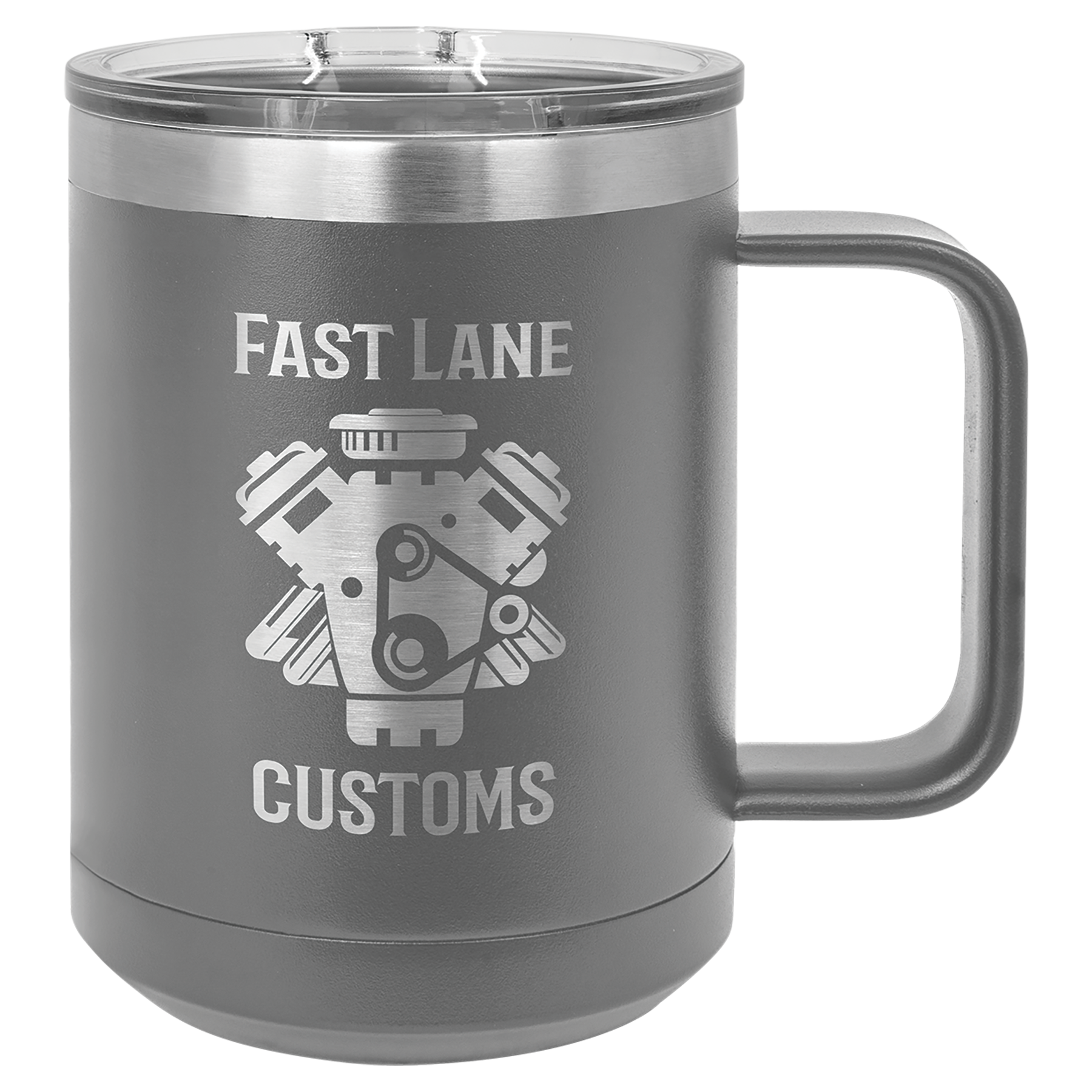 Dark Gray 15 oz Vacuum Insulated Mug with Slider Lid - Personalized