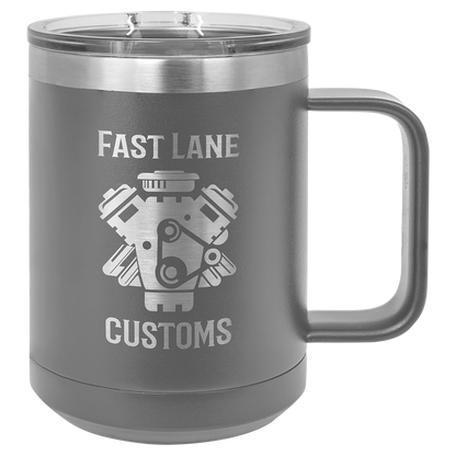 Dark Gray 15 oz Vacuum Insulated Mug with Slider Lid - Personalized