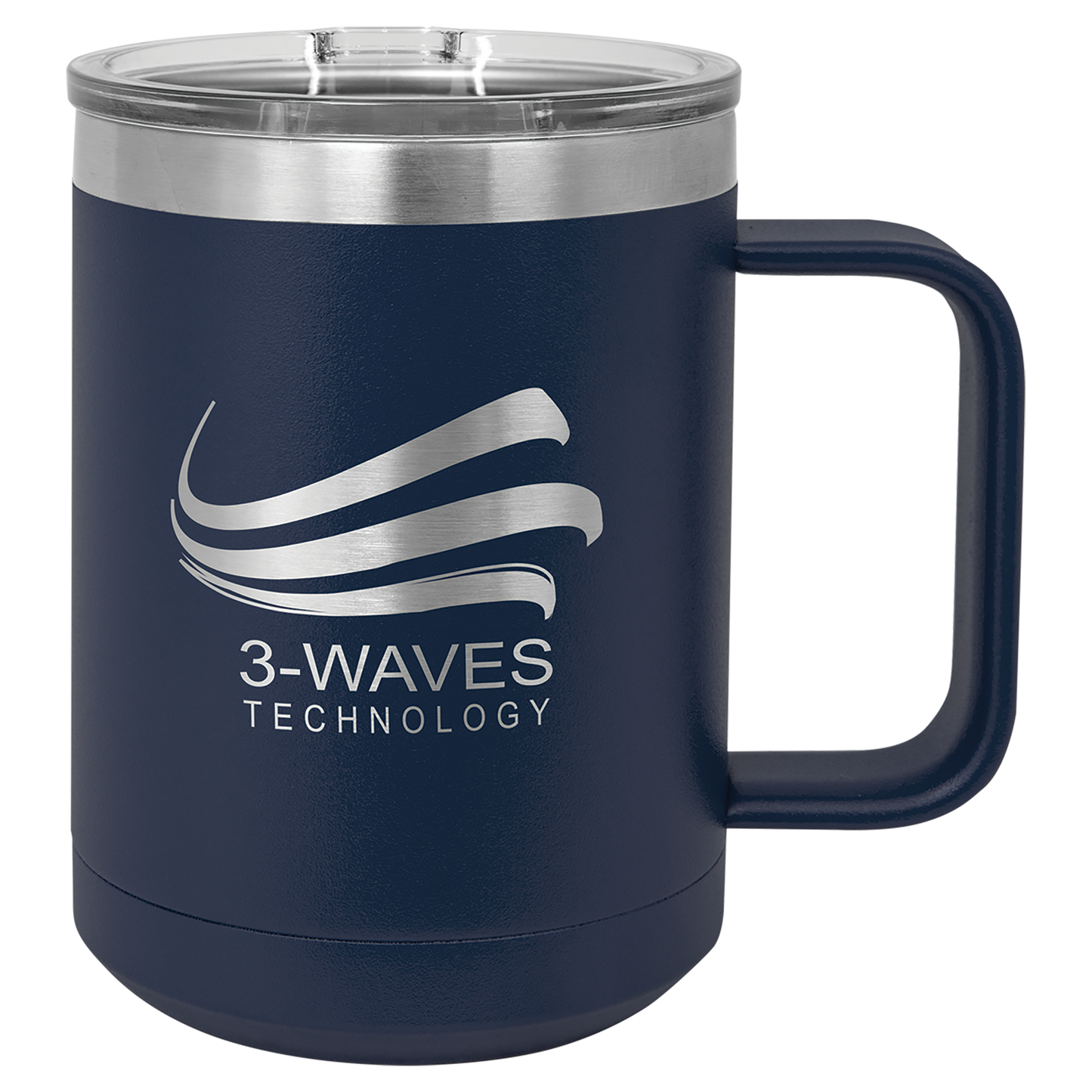 Navy Blue 15 oz Vacuum Insulated Mug with Slider Lid - Personalized