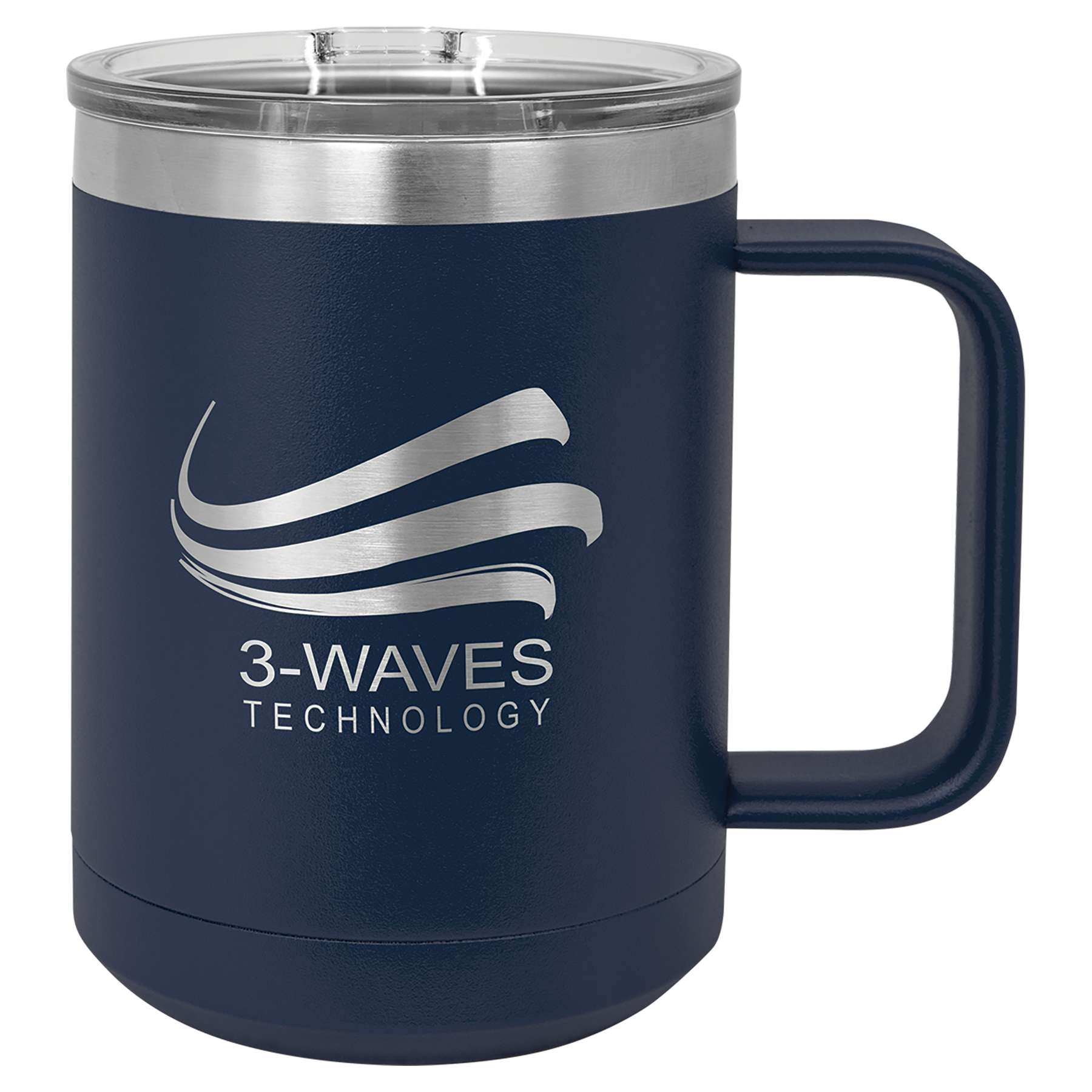 Navy Blue 15 oz Vacuum Insulated Mug with Slider Lid - Personalized