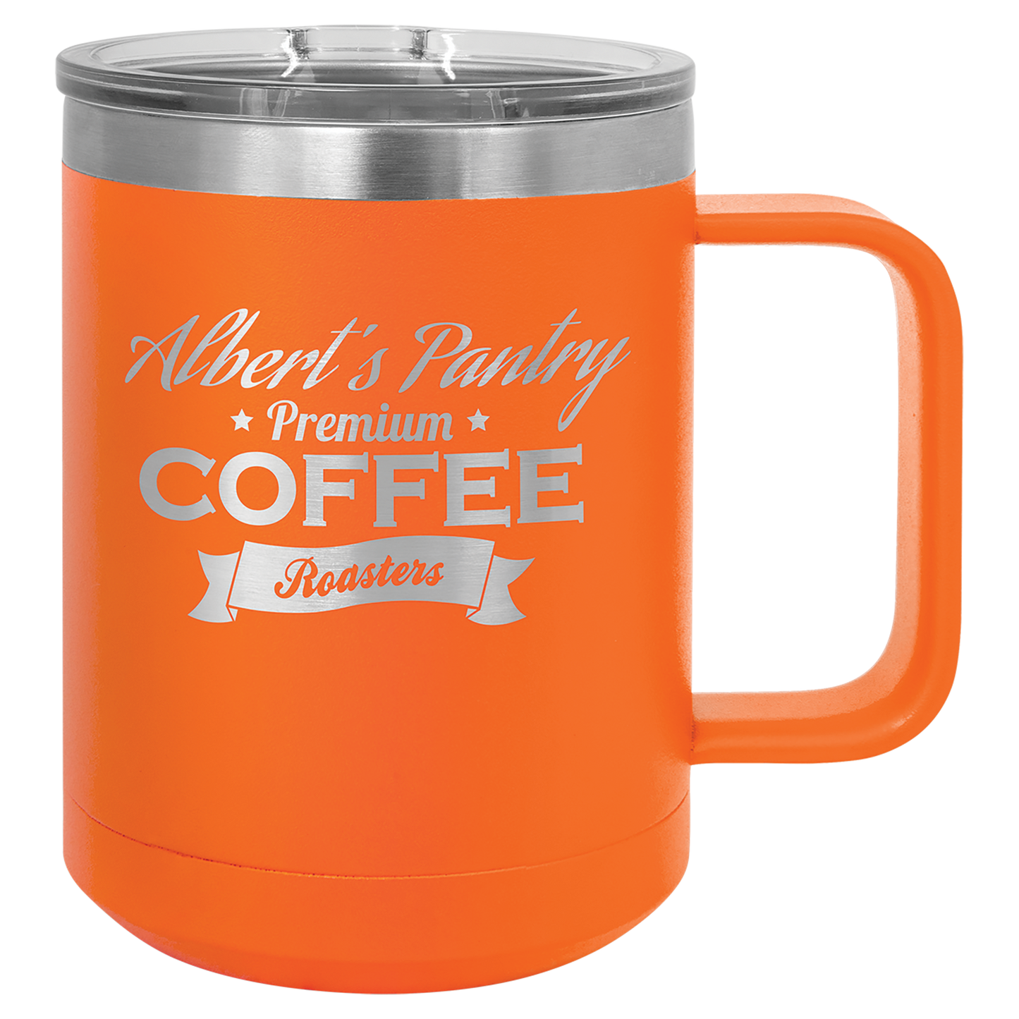 Orange 15 oz Vacuum Insulated Mug with Slider Lid - Personalized