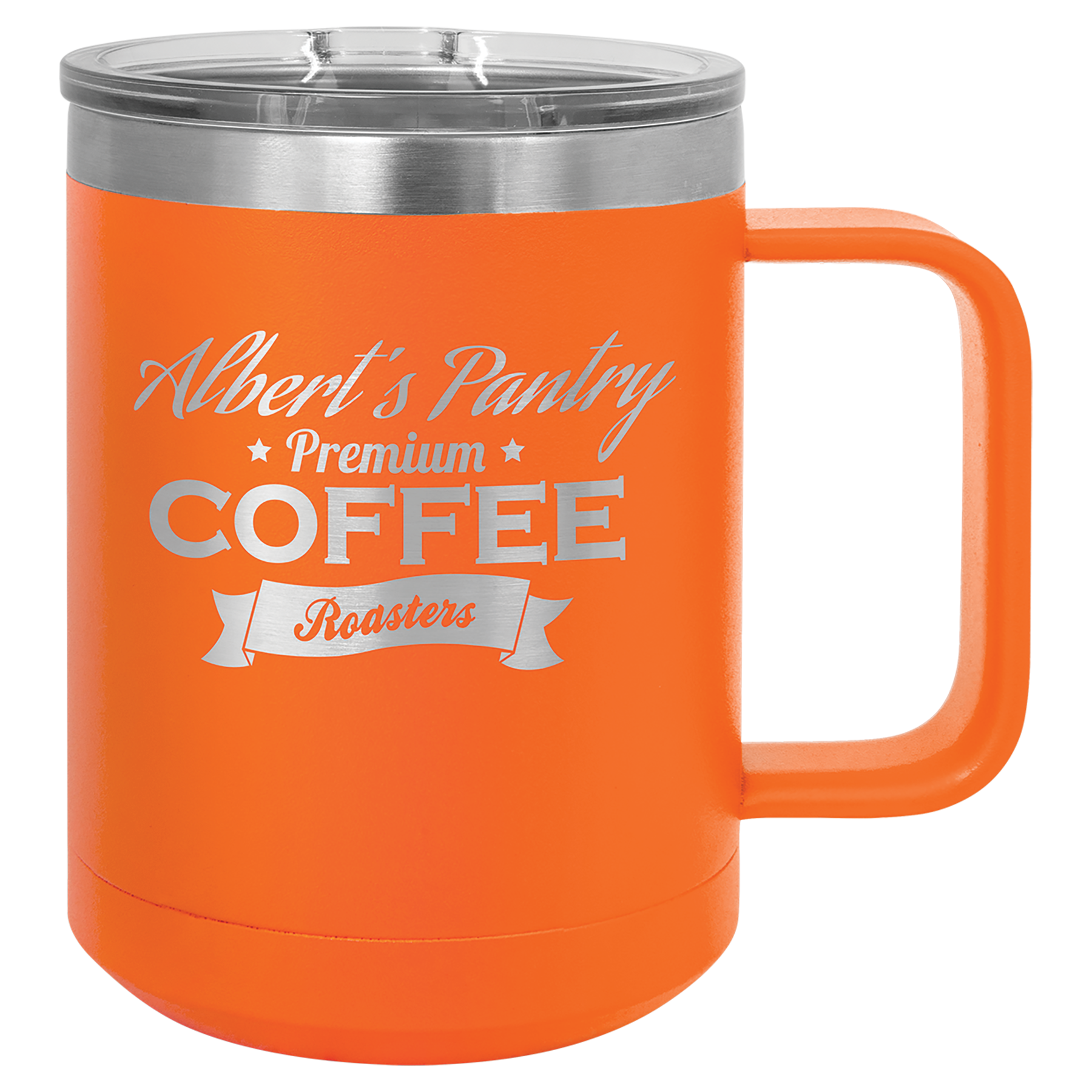Orange 15 oz Vacuum Insulated Mug with Slider Lid - Personalized