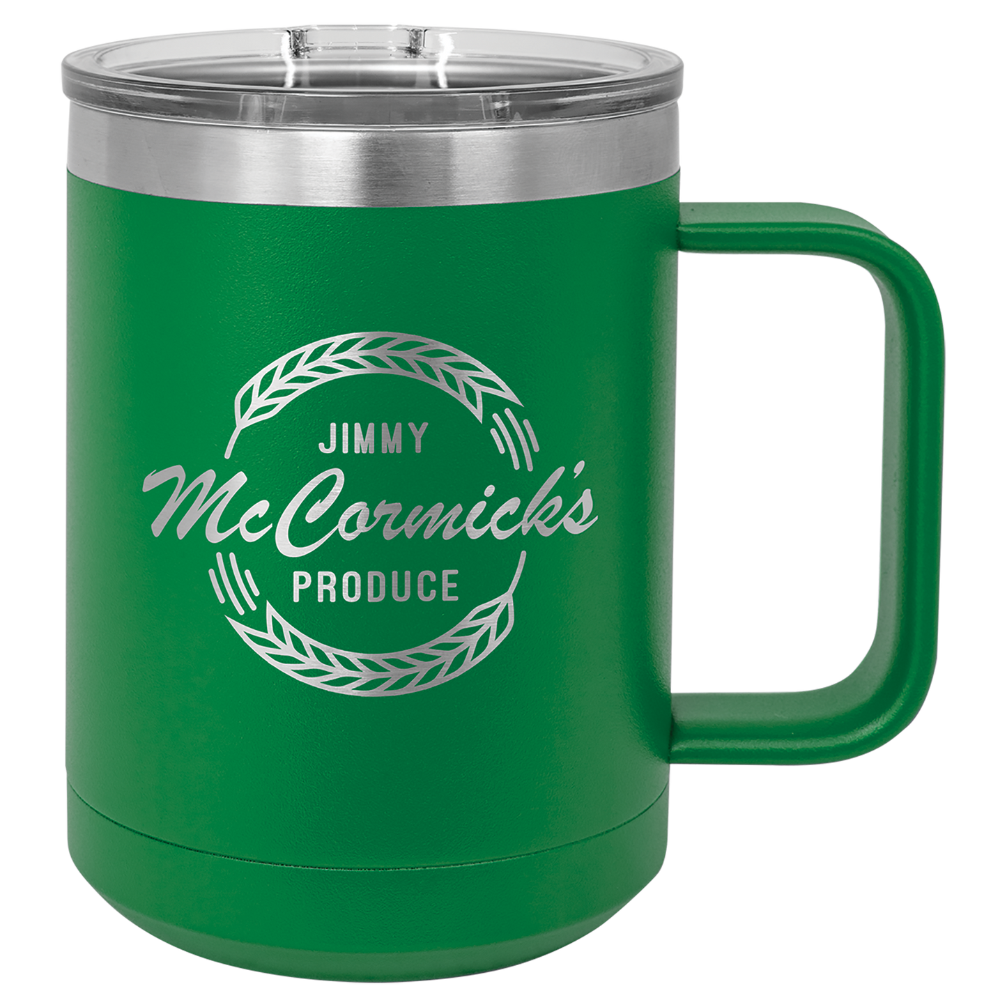 Green 15 oz Vacuum Insulated Mug with Slider Lid - Personalized