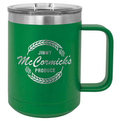 Green 15 oz Vacuum Insulated Mug with Slider Lid - Personalized