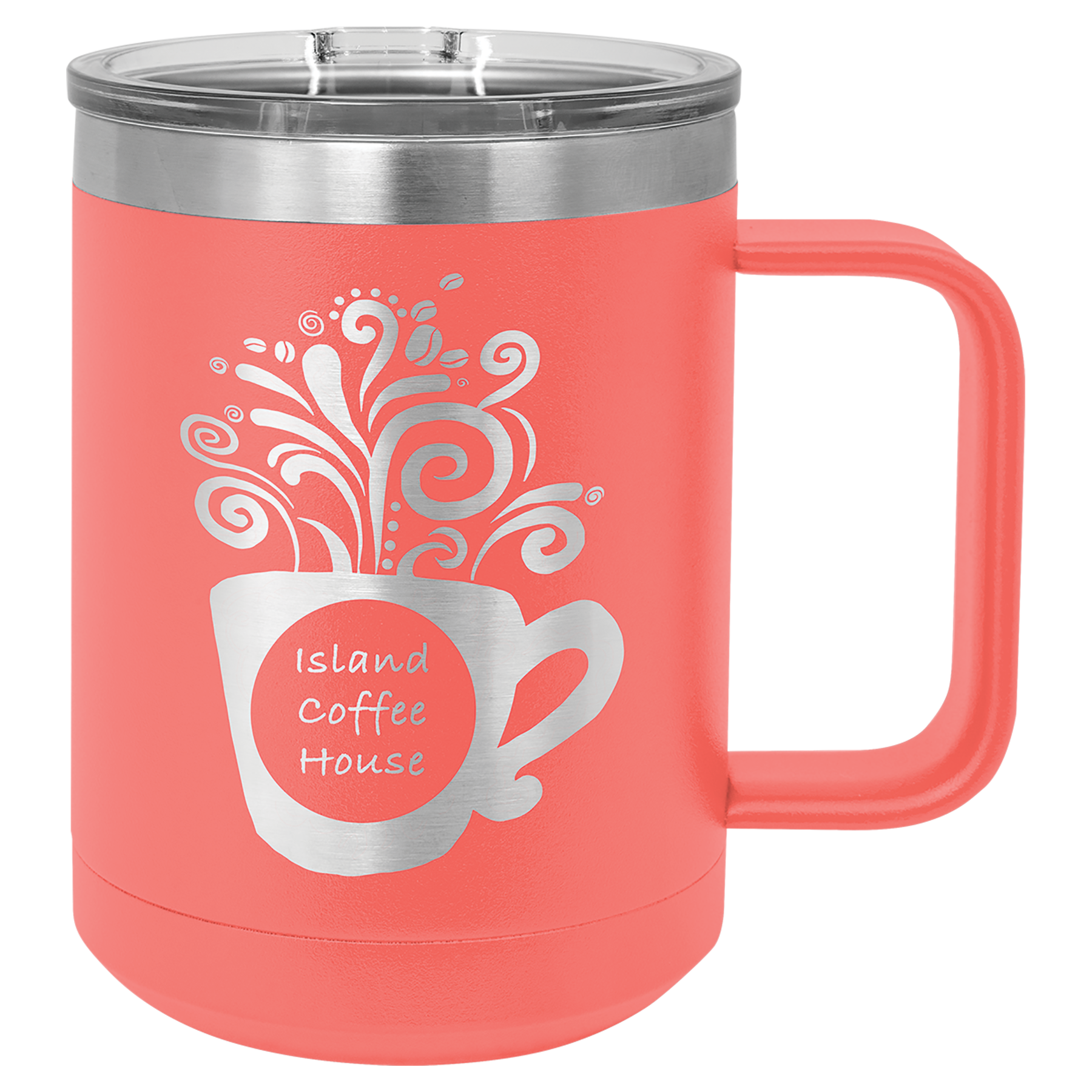 Coral 15 oz Vacuum Insulated Mug with Slider Lid - Personalized