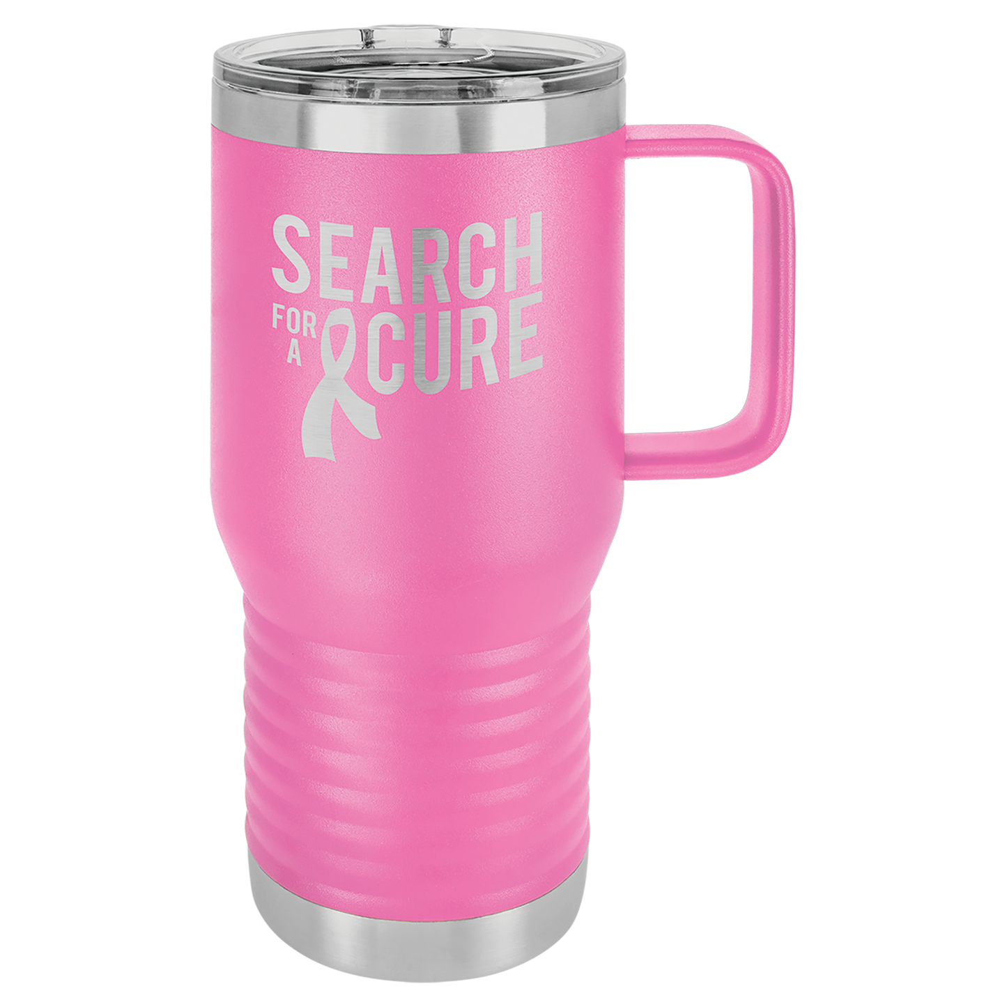 Pink 20 oz Vacuum Insulated Travel Mug with Slider Lid - Personalized