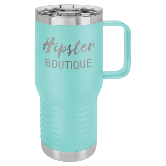 Teal Blue 20 oz Vacuum Insulated Travel Mug with Slider Lid - Personalized