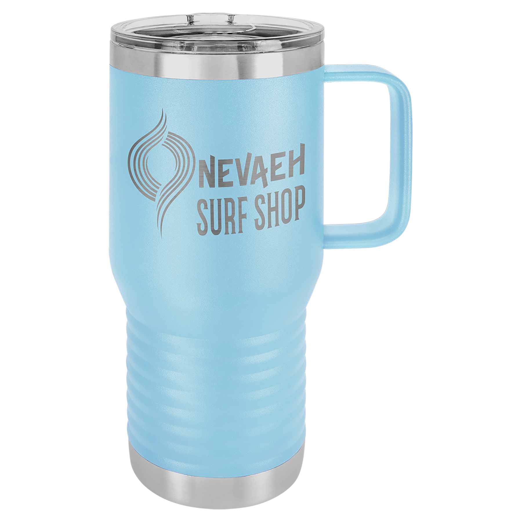 Light Blue 20 oz Vacuum Insulated Travel Mug with Slider Lid - Personalized
